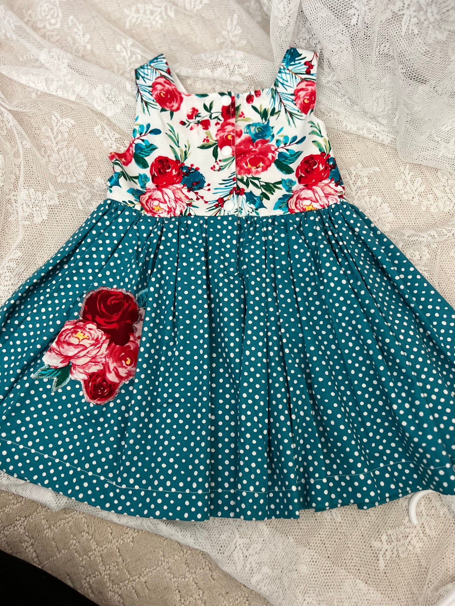 Floral and Teal with Patch