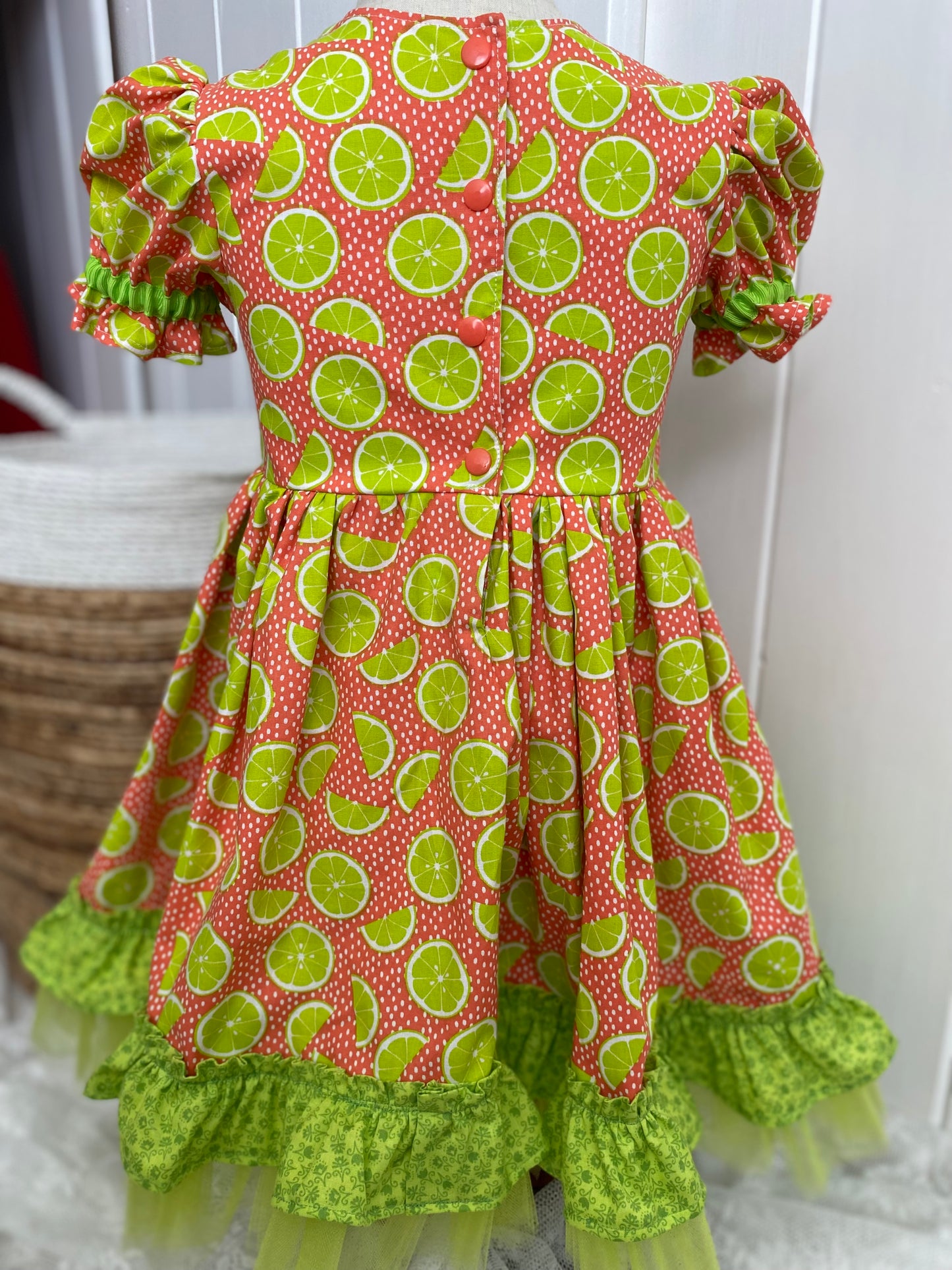 Lime Dress with Green Ruffle