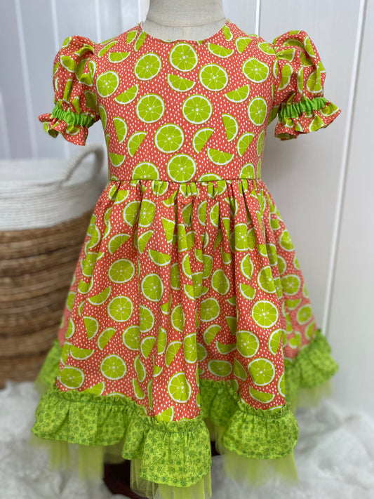 Lime Dress with Green Ruffle
