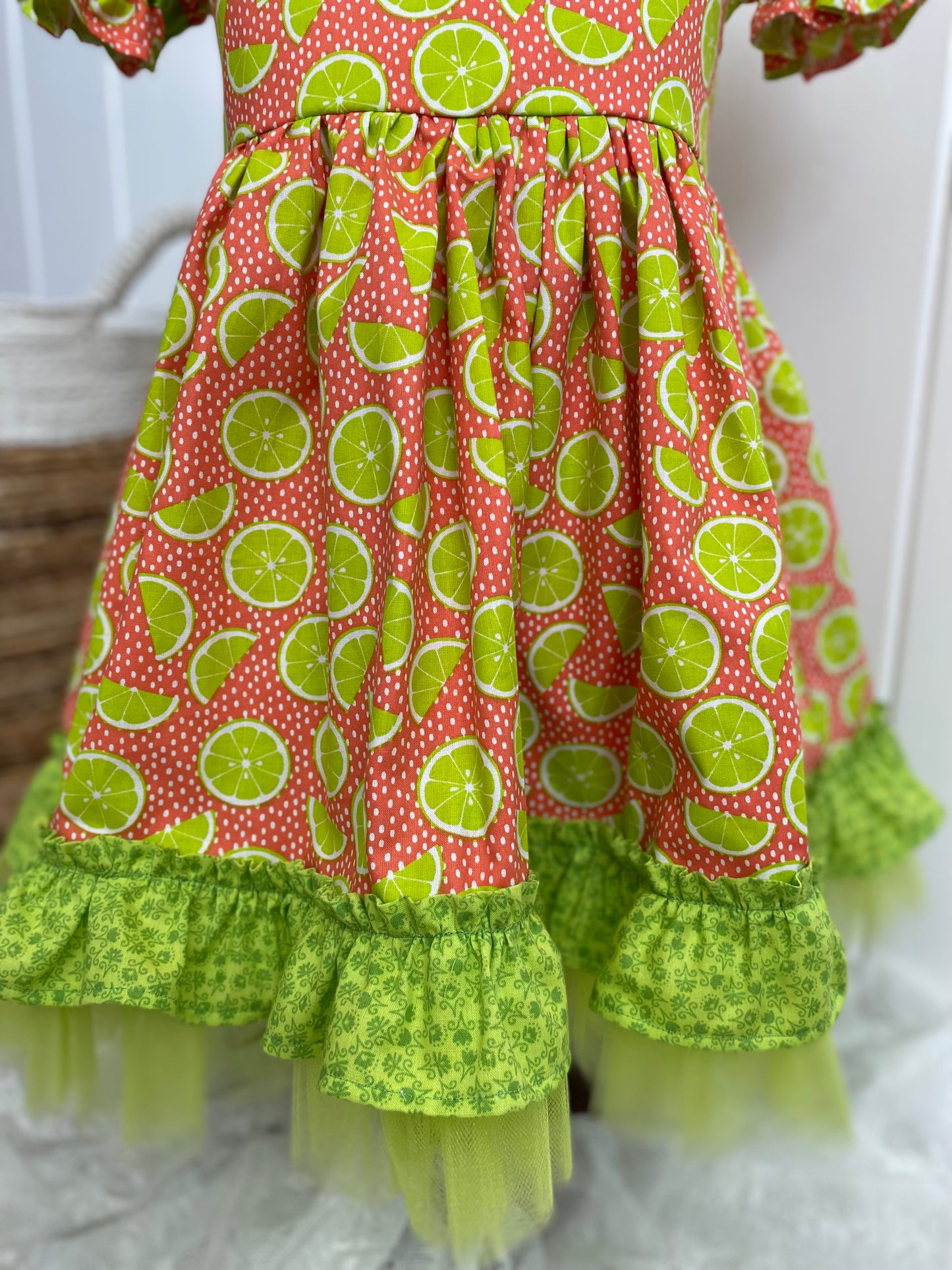 Lime Dress with Green Ruffle